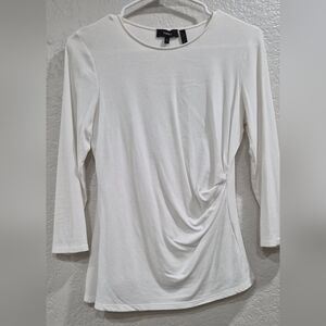 Theory Crew Neck Long Sleeve Ruched  Top Size M